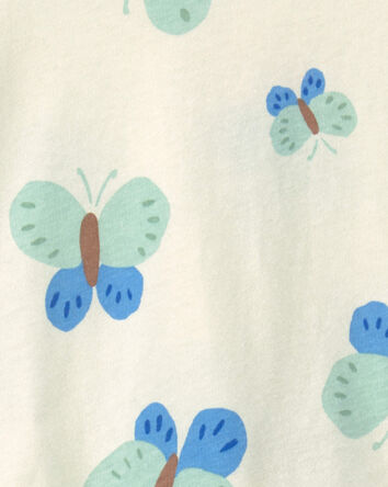 Toddler Girl Butterfly Long-Sleeve Top &ndash; White/Blue/Green, 