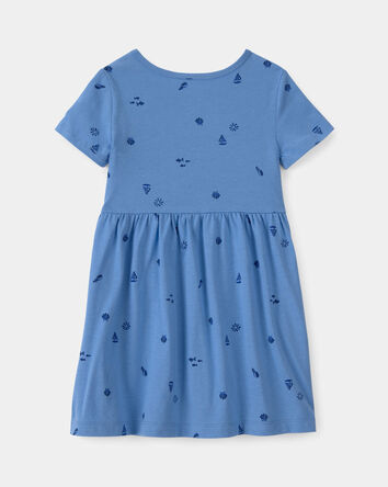 Tout-petit fille - Robe &agrave; manches courtes, coquillages - Bleu, 