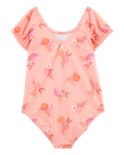 Toddler 1-Piece Fruit Swimsuit-Coral, image 2 of 4 slides