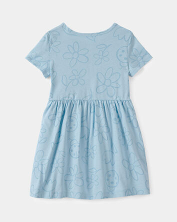 Tout-petit fille - Robe &agrave; manches courtes, fleurs et coccinelles - Bleu, 