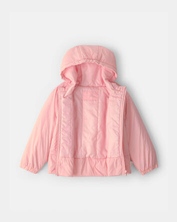 Girls Girl Mid Weight Pink Peplum Jacket- Pink, 