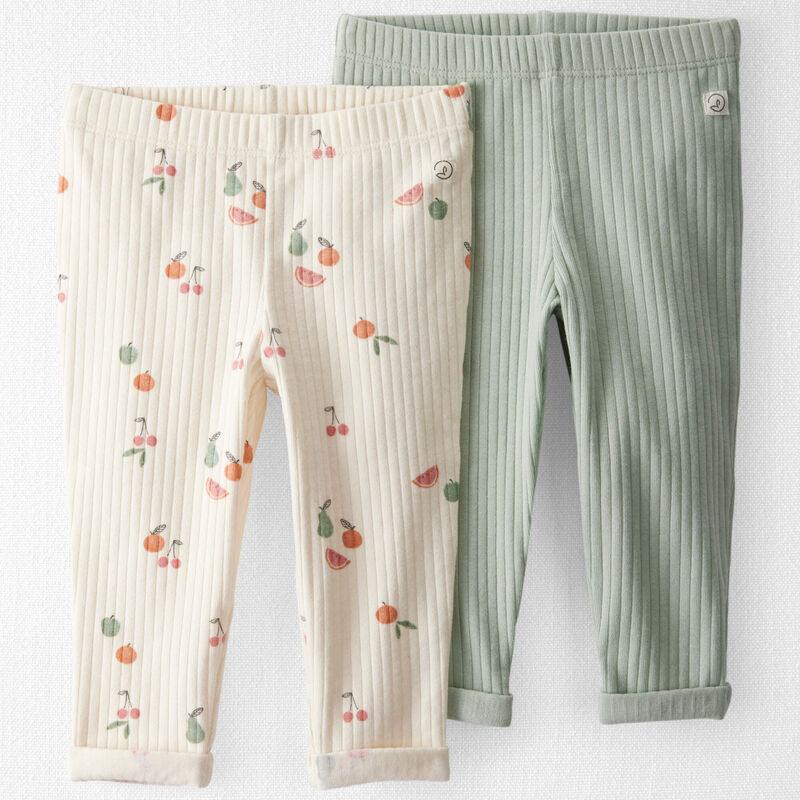 Mint, Fruit Print Baby 2-Pack Organic Cotton Rib Leggings | Carter’s Oshkosh Canada