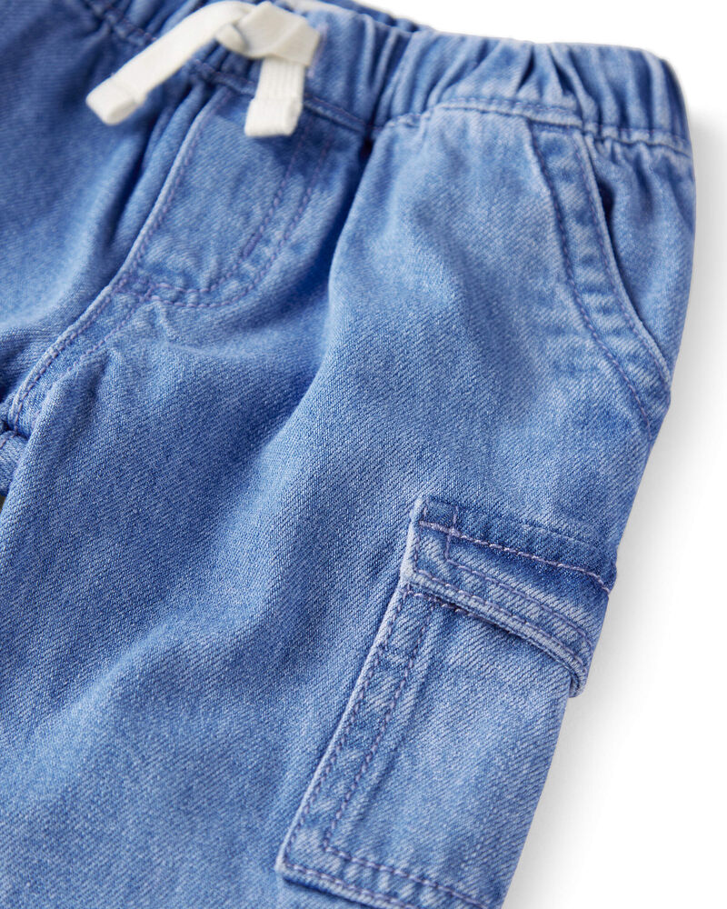 Baby Organic Cotton Chambray Cargo Pants, image 3 of 7 slides