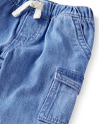 Baby Organic Cotton Chambray Cargo Pants, image 3 of 7 slides