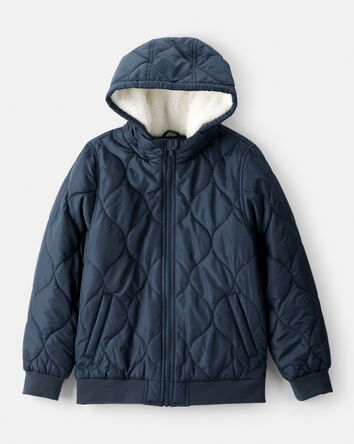 Garçons - Blouson de style aviateur matelassé à manches longues d’épaisseur moyenne – Marine, 