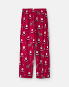Adult Beige Santa Christmas Fleece Loose Fit Pyjama Bottoms - Red, image 3 of 4 slides