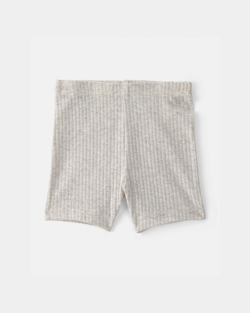 Baby Girl Rib Bike Shorts - Grey, image 2 of 4 slides