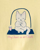 Baby 'My Aunt Is So Chill' Cat Graphic Bodysuit - Yellow, image 2 of 3 slides