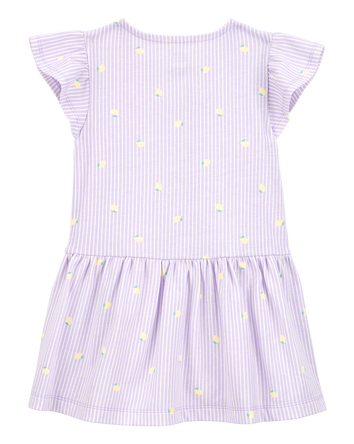 Toddler Lemon Print Striped Button-Front Dress, 