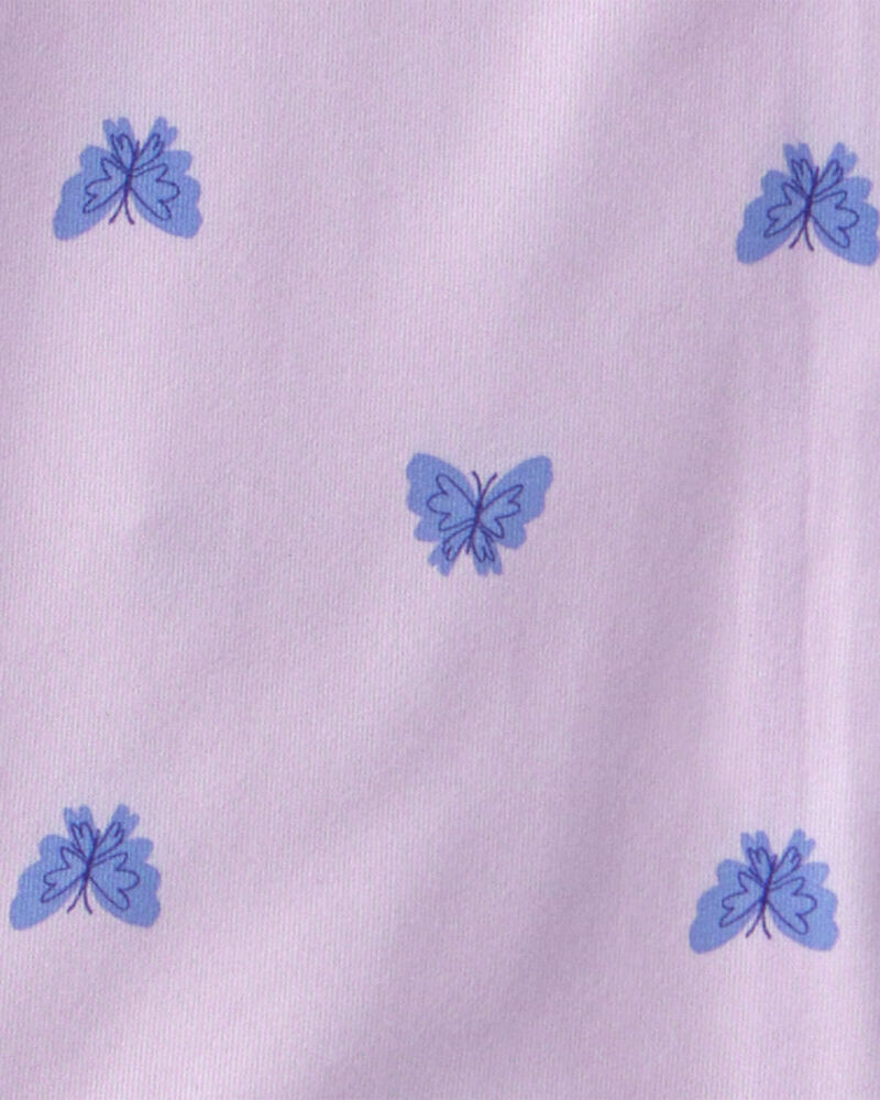 Toddler Girl Butterfly Short-Sleeve Loose Fit 2-Piece pyjama Set - Purple, image 4 of 5 slides