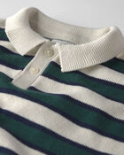 Toddler Boy Organic Cotton Sweater Knit Polo in Stripes, image 2 of 3 slides