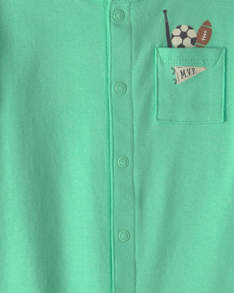 Baby Boy Sports Romper - Green, image 2 of 3 slides