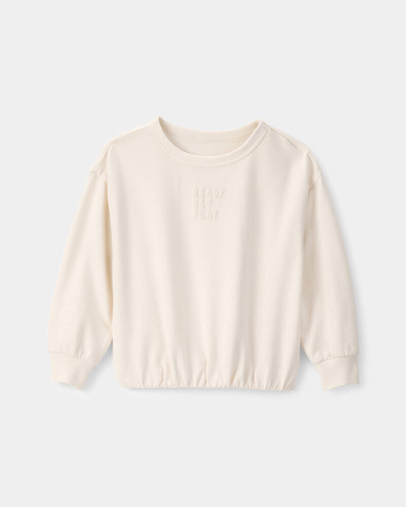 Tout-petit fille - Chandail en jersey bouclette &laquo;Ready Set Play&raquo; - Ivoire, image 1 sur 3 diapositives