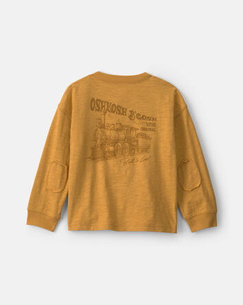 T-shirt henley &agrave; manches longues - Jaune, 