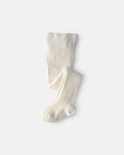 Baby Girl Ribbed Tights &ndash; Ivory, image 1 of 2 slides