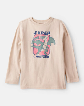 Garçons - T-shirt graphique à manches longues Super Charged - Tan, 