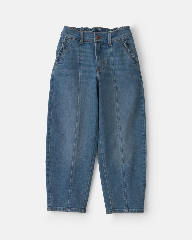 Girls Denim Barrel Jeans - Medium Wash, image 1 of 5 slides
