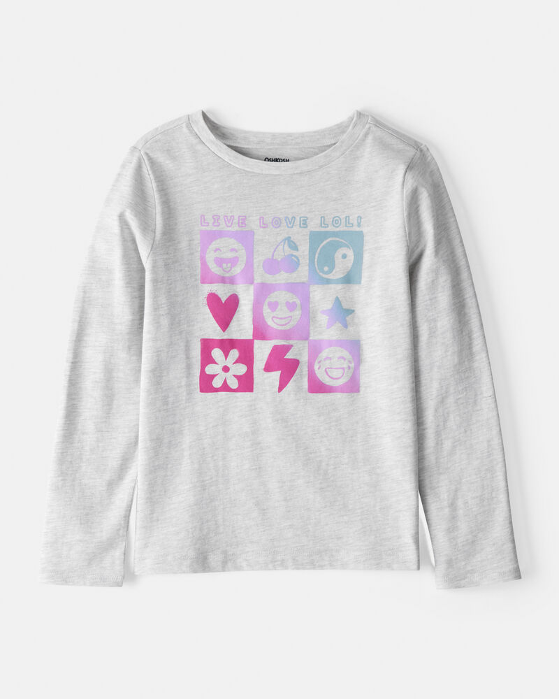 Filles - T-shirt &agrave; manches longues imprim&eacute; Live Love - Gris, image 1 sur 2 diapositives