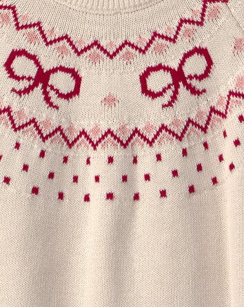 Girls Organic Cotton Fair Isle Sweater Knit Pullover, 