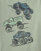 Tout-petit gar&ccedil;on - T-shirt manches longues &agrave; imprim&eacute; camions monstres - Vert, image 2 sur 2 diapositives