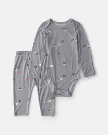 Baby 2-Piece Halloween PurelySoft&trade; Long-Sleeve Bodysuit & Pant Set - Grey, 
