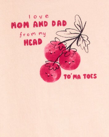 Baby Mom And Dad Tomatoes Short-Sleeve Bodysuit, 