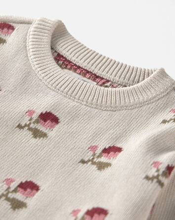 Tout-petit fille - Chandail en tricot de coton biologique &agrave; motif jacquard floral, 