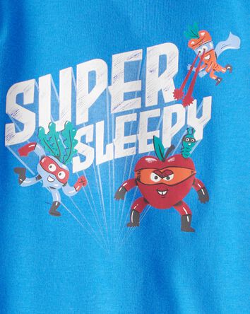 Toddler Veggies 100% Cotton Loose Fit 4-Piece Pyjamas - Blue/White, 