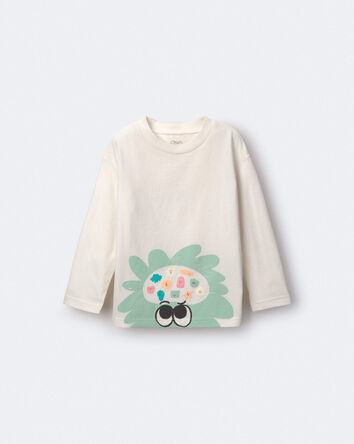 Tout-petit - T-shirts d&eacute;contract&eacute; &agrave; manches longues &agrave; imprim&eacute; t&ecirc;te de personnage - Cr&egrave;me, 