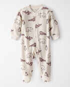 Baby Waffle Knit Sleep & Play Pyjamas Made with Organic Cotton in Artic Friends Print, image 1 of 5 slides
