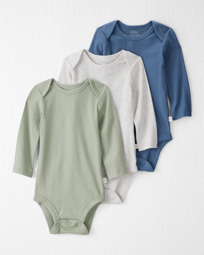 Baby 3-Pack Organic Cotton Rib Bodysuits, image 1 of 7 slides