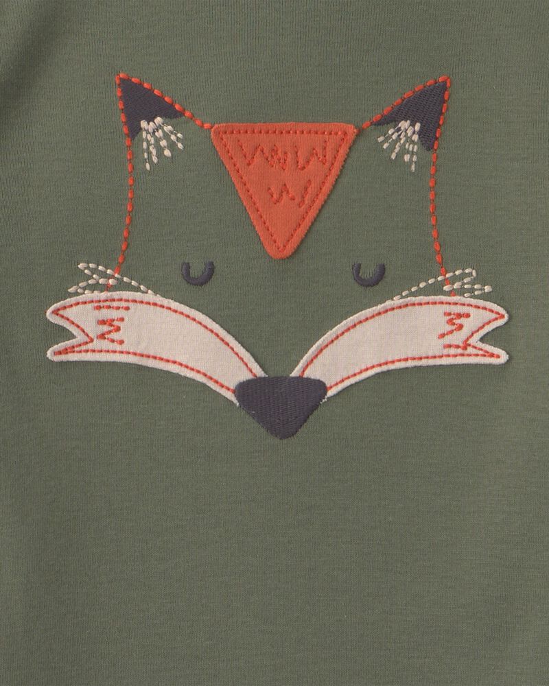 Tout-petit gar&ccedil;on - Pyjama ajust&eacute; 4 pi&egrave;ces en 100 % coton &agrave; motif renard - Vert, image 2 sur 4 diapositives