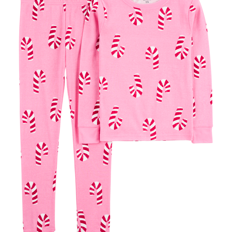 Pink Kid 2 Piece Christmas Candy Cane 100 Snug Fit Cotton Pyjamas Carter s Oshkosh Canada