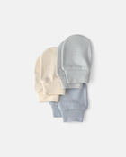 Baby 3-Pack Mitts - Blue/Ivory, image 1 of 2 slides
