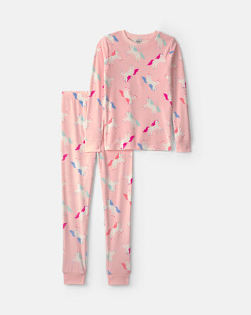 Girls 2-Piece Unicorn DreamPlush Snug Fit Pyjama Set - Pink, 