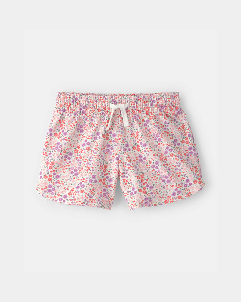 Girls Floral French Terry Shorts - Pink, image 1 of 4 slides