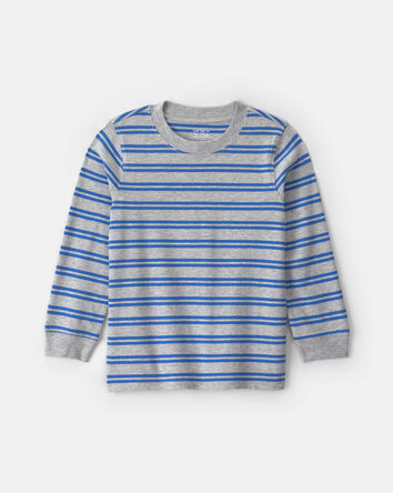 Toddler Boy Striped Long-Sleeve T-Shirt - Grey/Blue, 
