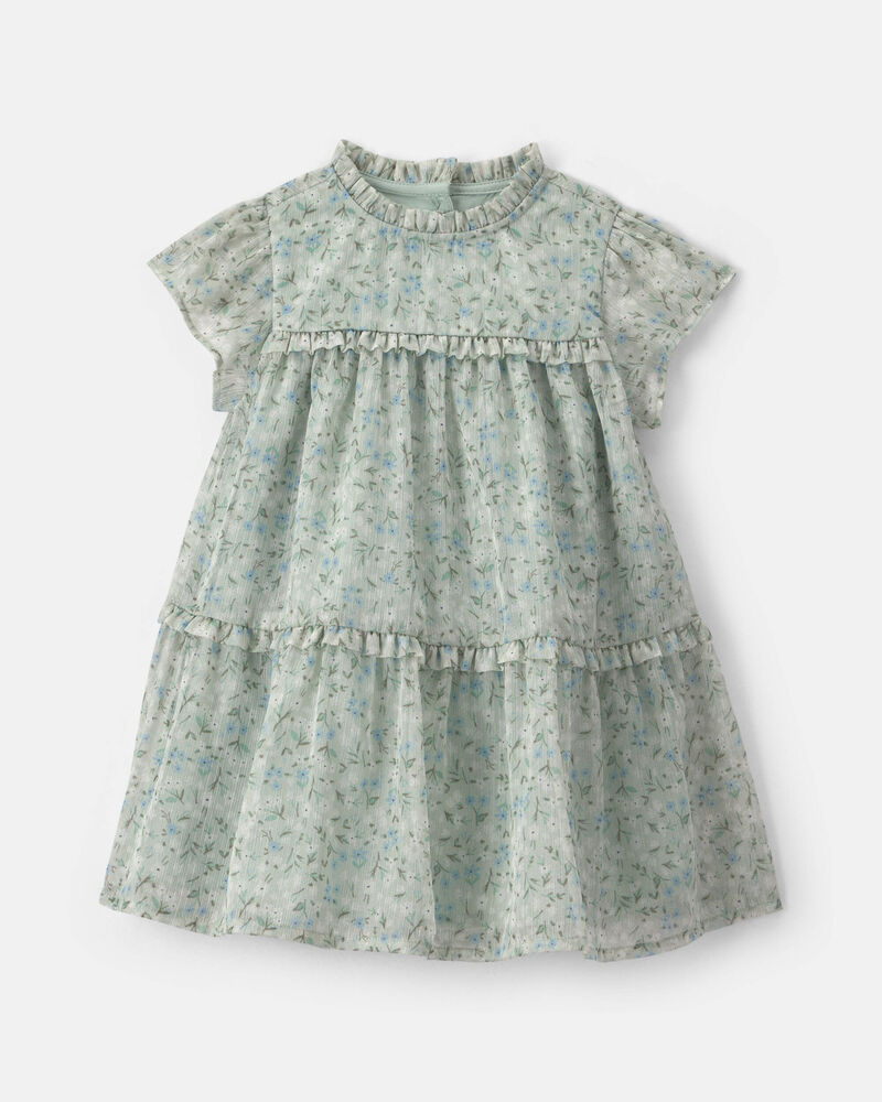 Baby Girl Floral Occasion Dress - Green, image 1 of 5 slides