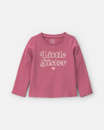 Toddler Girl 'Little Sister' Long-Sleeve Graphic Tee - Pink, 