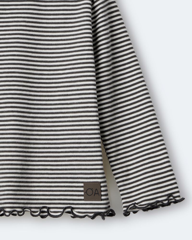 Toddler Girl Striped Ruffle Edge Long-Sleeve Top - Dark Grey/Ivory, image 6 of 6 slides