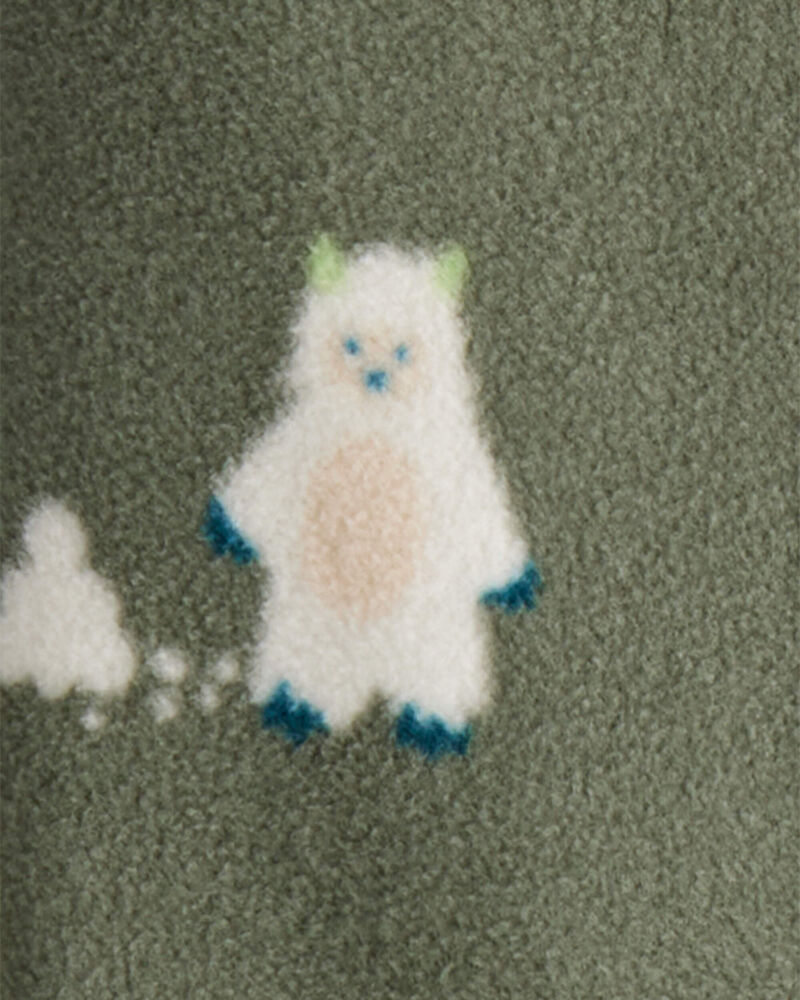 Baby Boy Yeti Fleece Loose Fit 2-Way Zip Sleeper - Green, image 3 of 5 slides