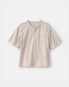 Boys Striped Henley T-Shirt - Tan, image 1 of 3 slides