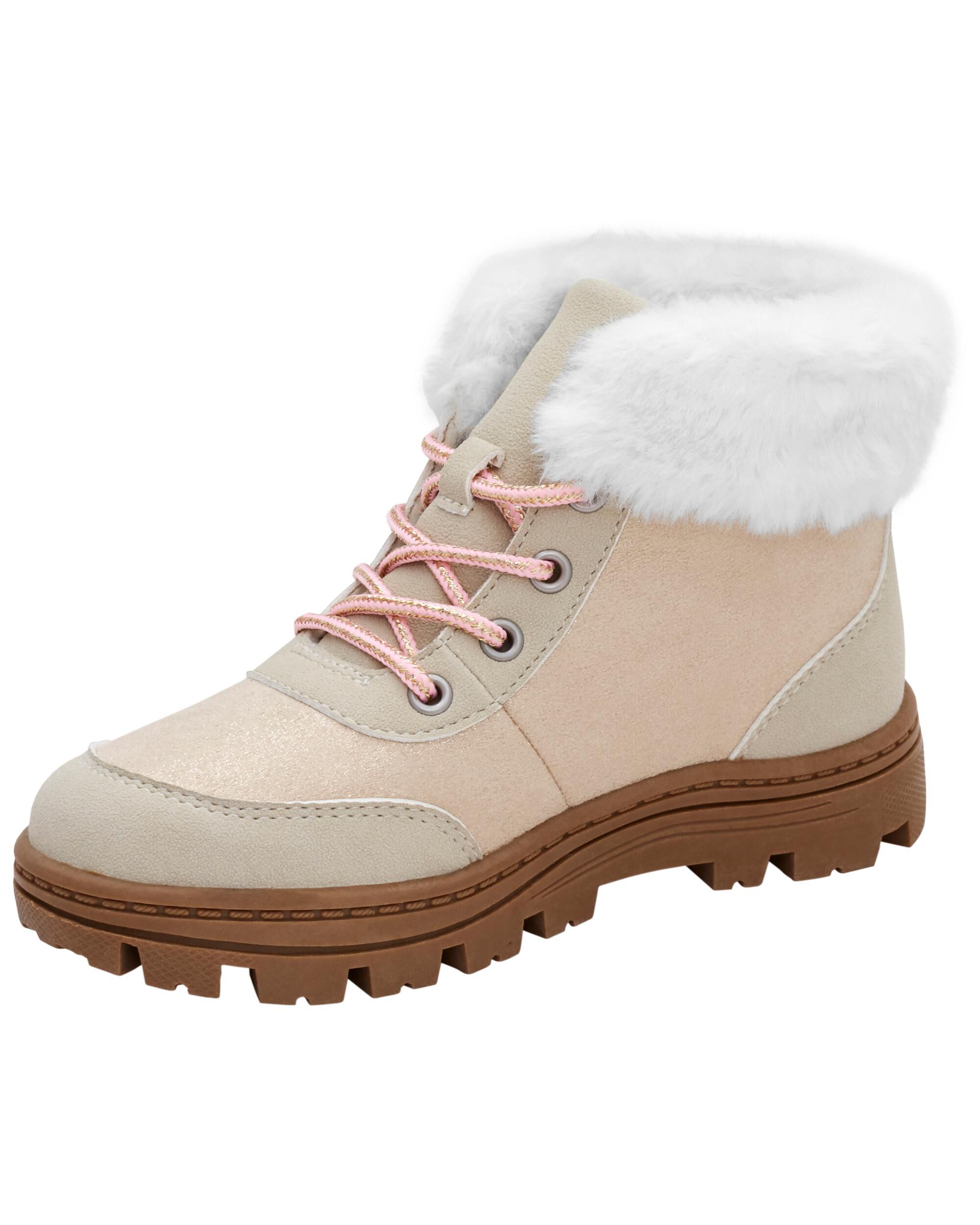Lace up faux outlet fur boots
