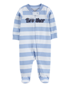 Baby Little Brother 2-Way Zip Cotton Sleeper, image 1 of 4 slides