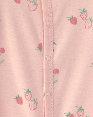 Baby Girl Strawberry 100% Cotton Sleeper - Pink, 