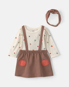 Baby Girl 3-Piece Thanksgiving Long-Sleeve Dress Set - Brown, image 1 of 6 slides