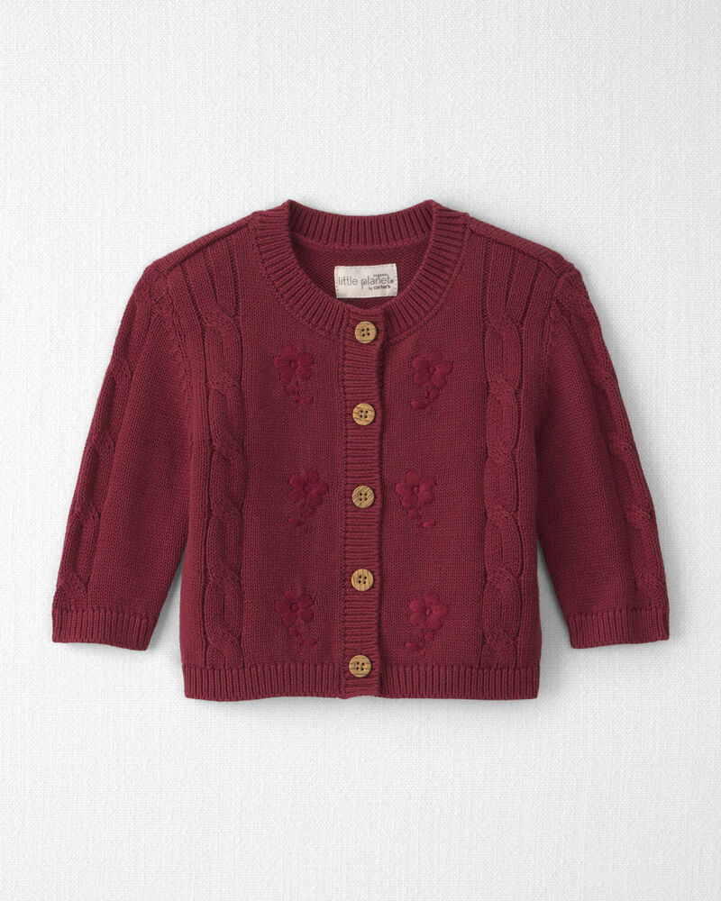 B&eacute;b&eacute; fille - Cardigan en tricot de coton biologique avec broderie, image 1 sur 3 diapositives