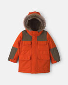 Toddler Boy  Winter Parka- Orange, image 1 of 3 slides