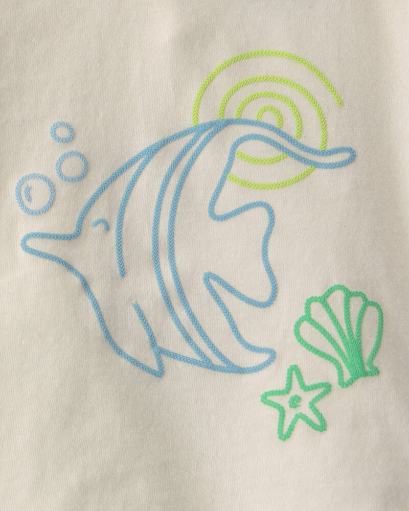 Baby Girl 2-Piece Fish Top & Short Set - Cream/Green, image 3 of 5 slides