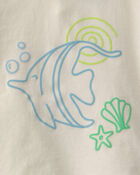 Baby Girl 2-Piece Fish Top & Short Set - Cream/Green, image 3 of 5 slides